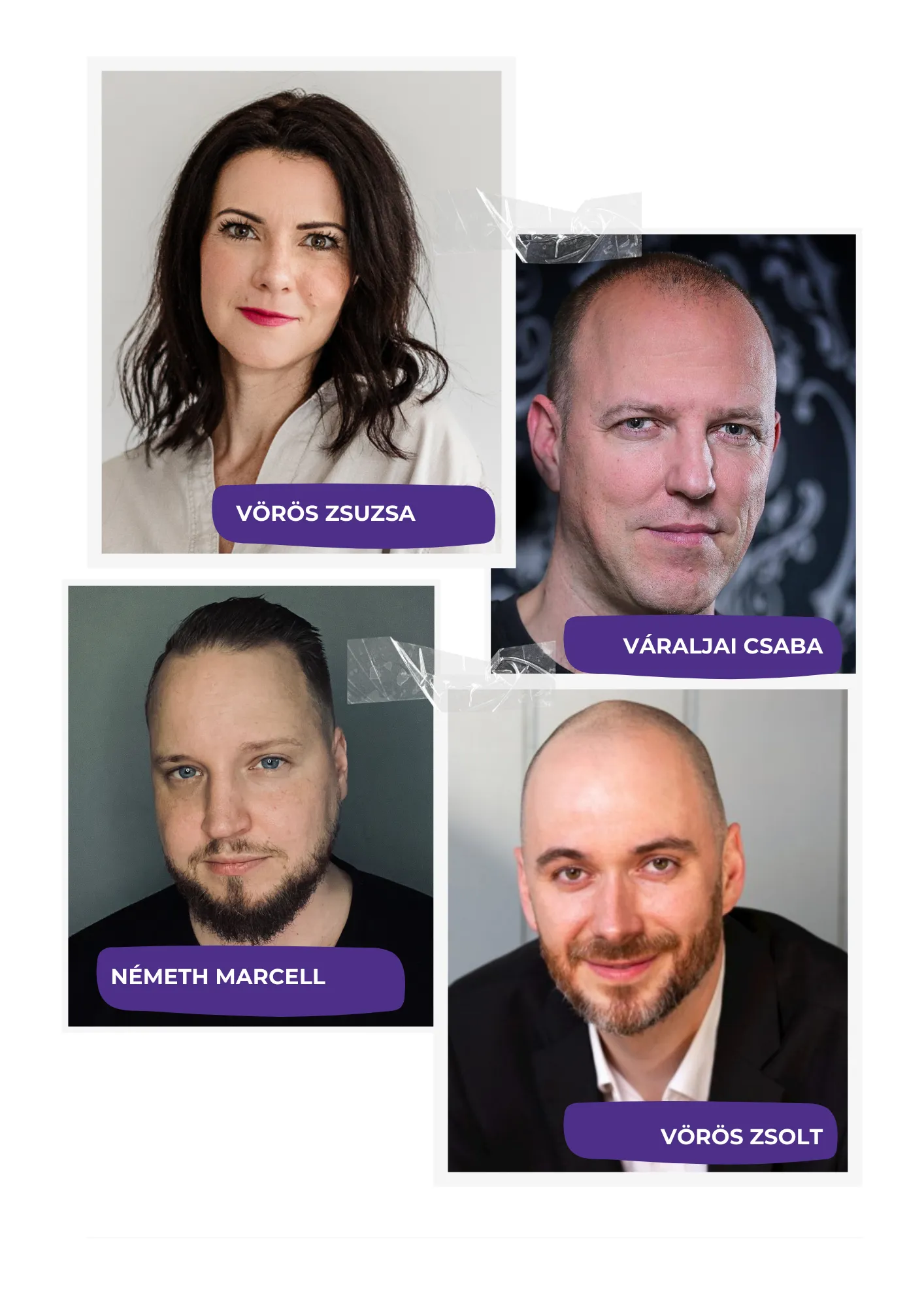 A kidea csapata: Vörös Zsuzsa, Váraljai Csaba, Németh Marcell és Vörös Zsolt portréi